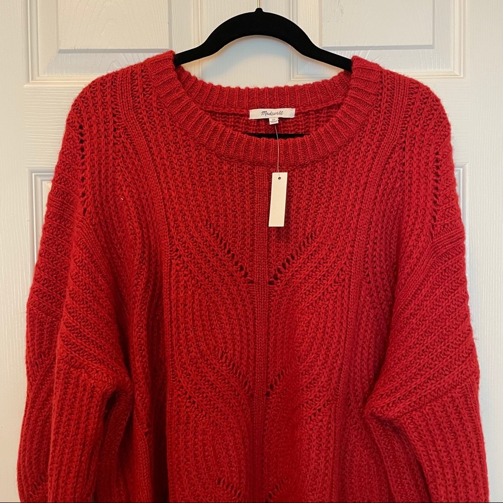 Madewell Cropped Red Knit Sweater